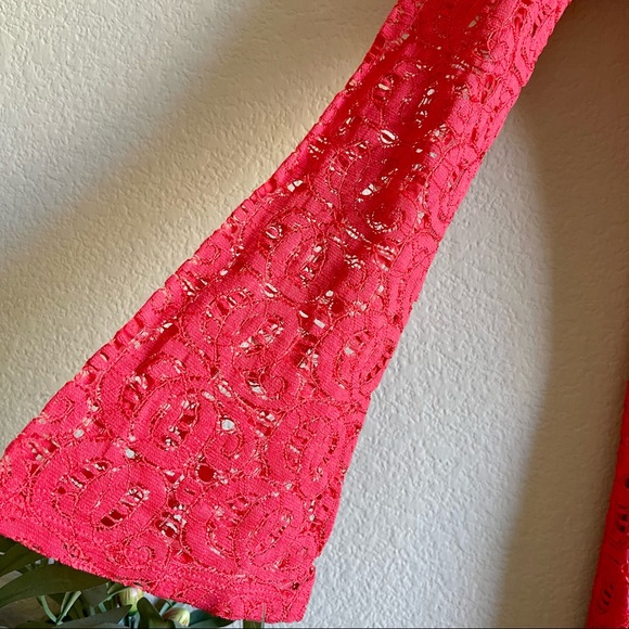 Laundry by Shelli Segal NWT Red Lace Crochet Bell Sleeve Dress in Hibiscus - Picture 9 of 13